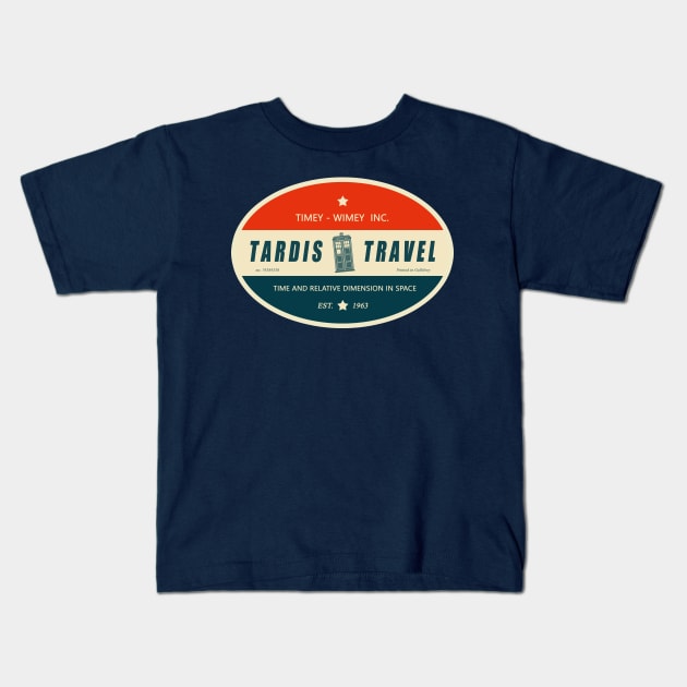 Tardis Travel Kids T-Shirt by bigbadrobot